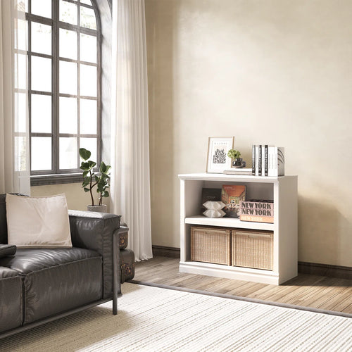 2 Tiers 30" Bookcase, Home Office Storage Floor Standing Bookshelf with Adjustable Shelf