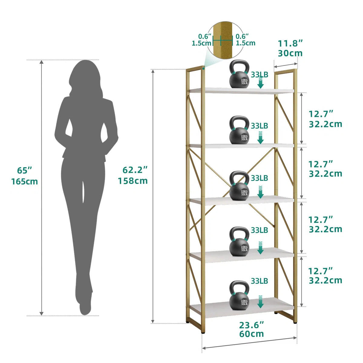Modern 5 Tiers Bookshelf