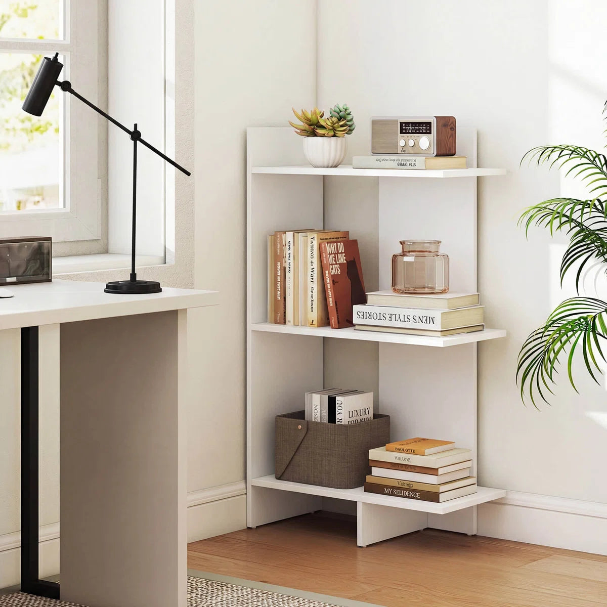 1 PCS 39.5" H x 23.5" W 3-Tier Wooden Bookshelf, Free Standing Open Storage Shelf with Anti-Tipping Kit