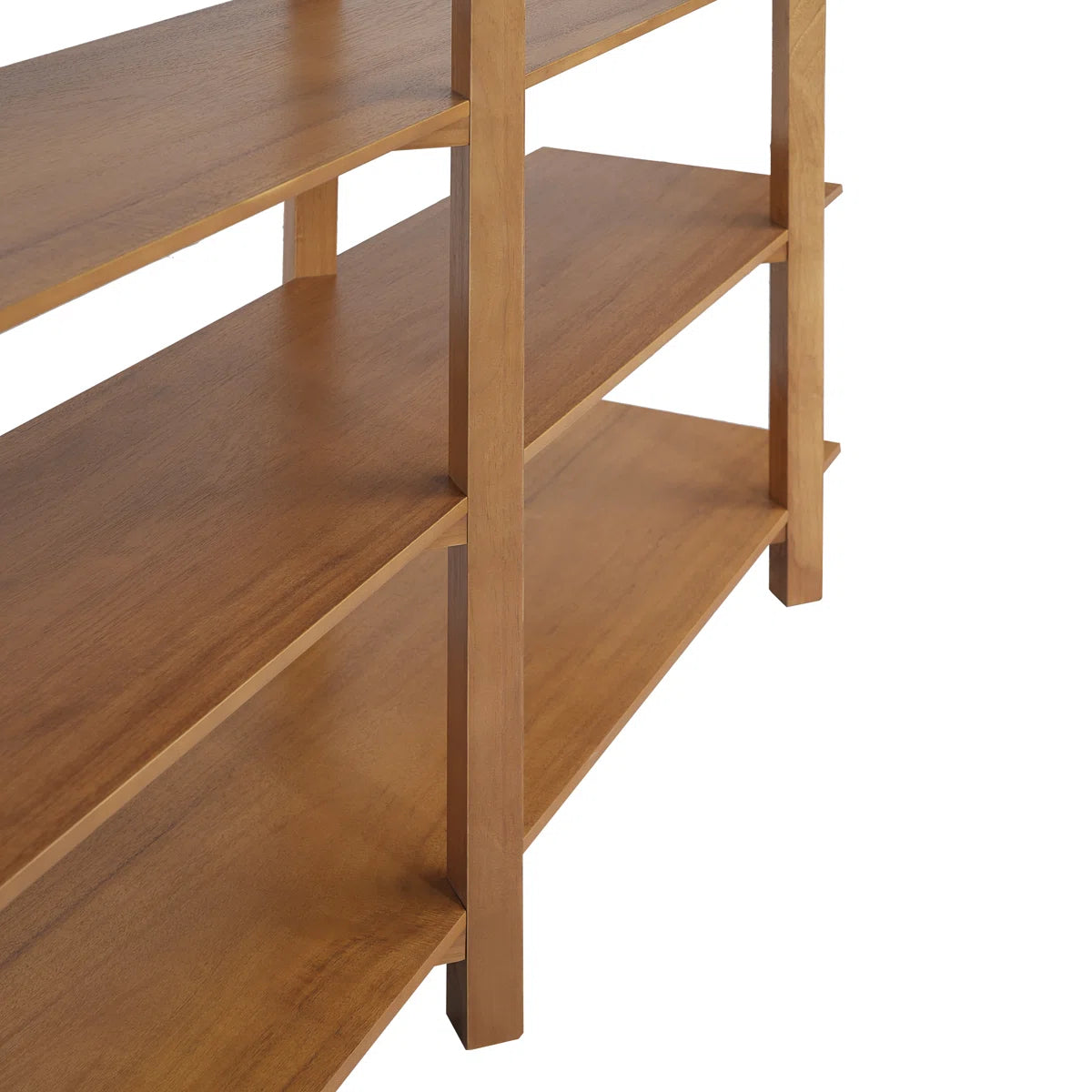 6-Tier Modern Organic Acacia Veneer Open Bookshelf with Solid Wood Supports