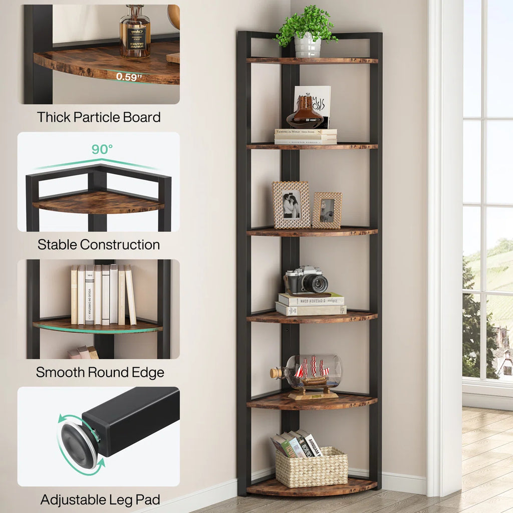 Melahat 70.86" H x 15.75" W Steel Corner Bookcase