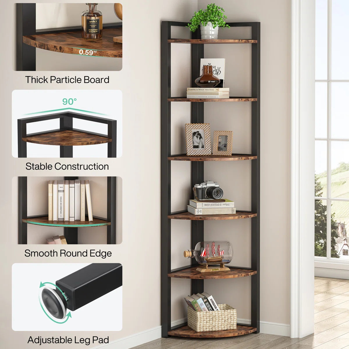 Melahat 70.86" H x 15.75" W Steel Corner Bookcase