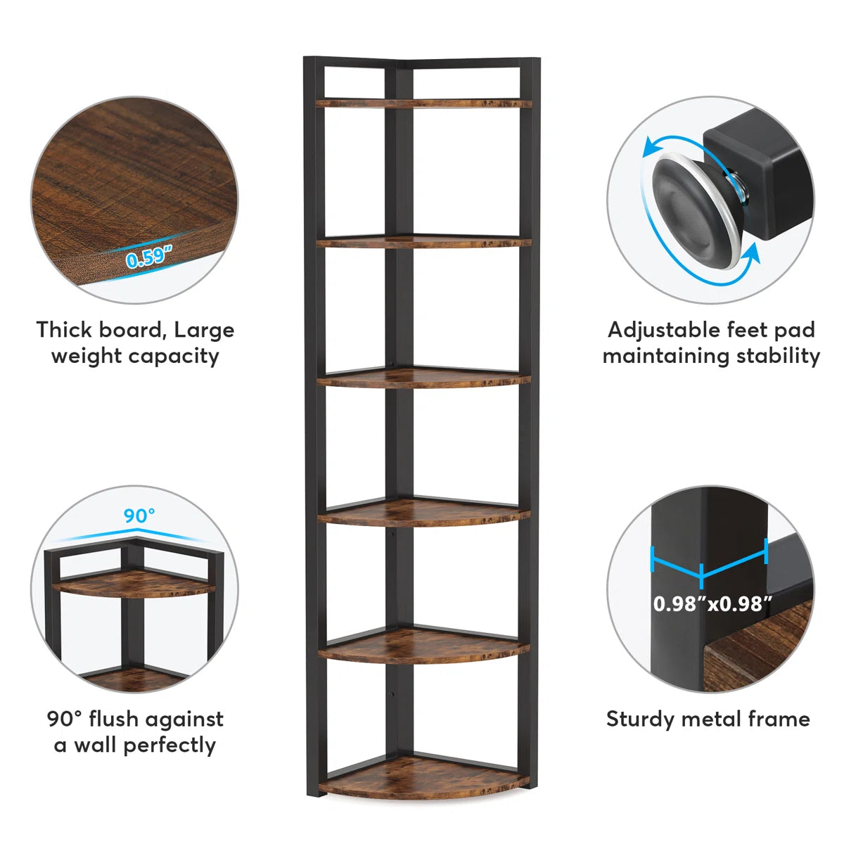 Melahat 70.86" H x 15.75" W Steel Corner Bookcase