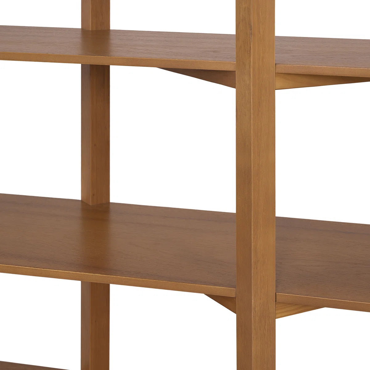 6-Tier Modern Organic Acacia Veneer Open Bookshelf with Solid Wood Supports