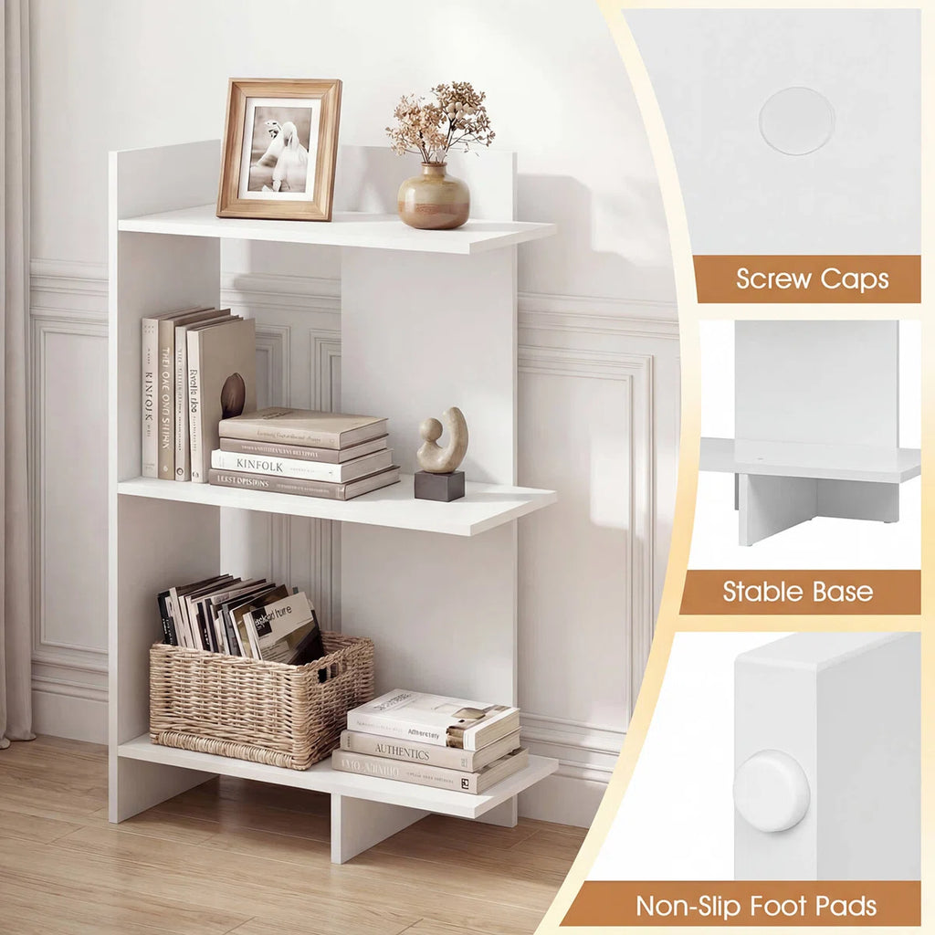 1 PCS 39.5" H x 23.5" W 3-Tier Wooden Bookshelf, Free Standing Open Storage Shelf with Anti-Tipping Kit